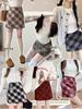 Women's A-line Plaid Retro Red Short Skirt - Autumn/Winter Petite Wool, Hip-hugging