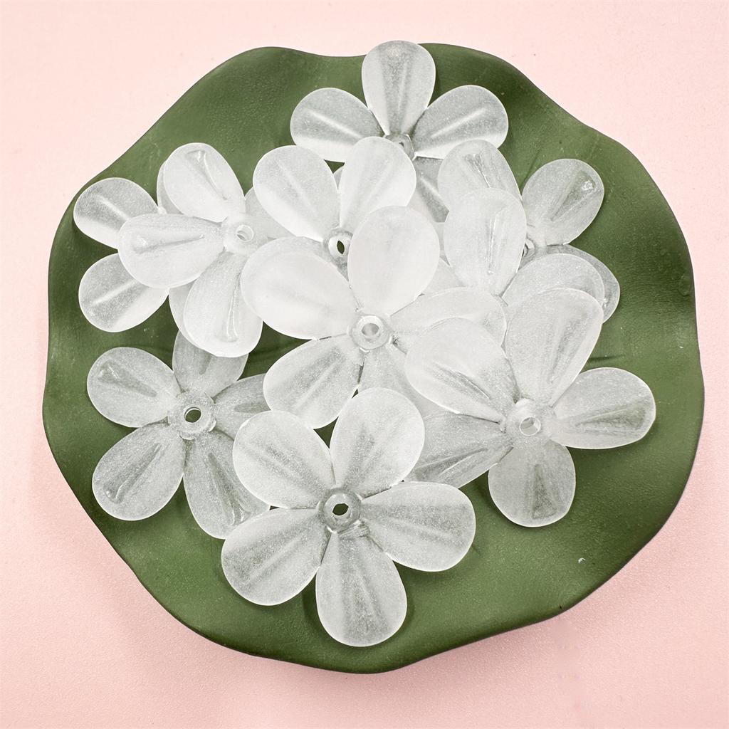 50Pcs Receptacle Frosted Semi Transparent 28.5mm DIY Making Handmade Material 5 Petals Flower DIY Earring Hair Jewelry Accessories