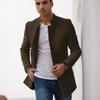 European Size Men's Spring/Fall Slim Fit Woolen Coat - Solid Color Youth Suit