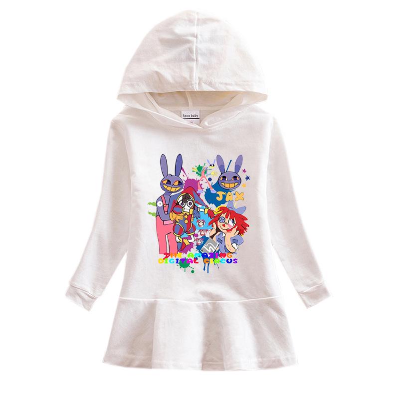 2026 Spring/Autumn Ruffle Rainbow Cartoon Hooded Princess Dress for Girls