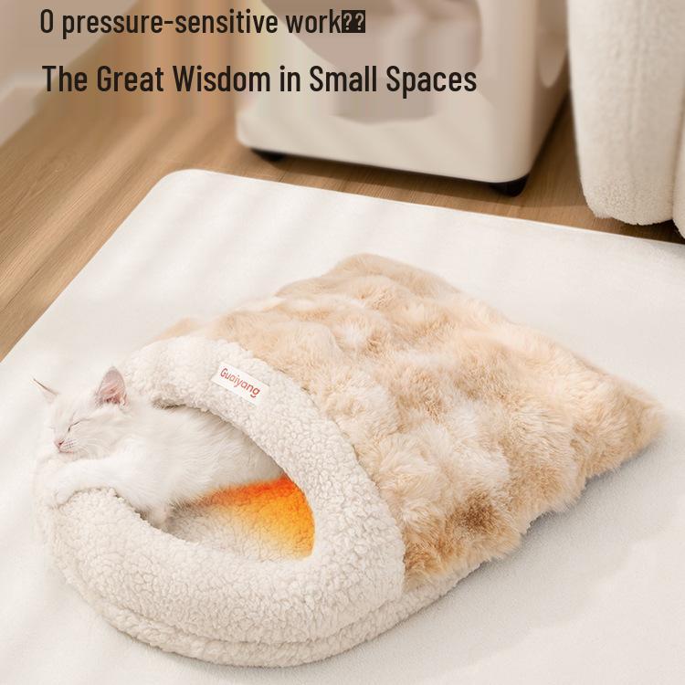 Cozy Semi-Enclosed Cat & Dog Sleeping Bag Bed - Winter & All-Season Use