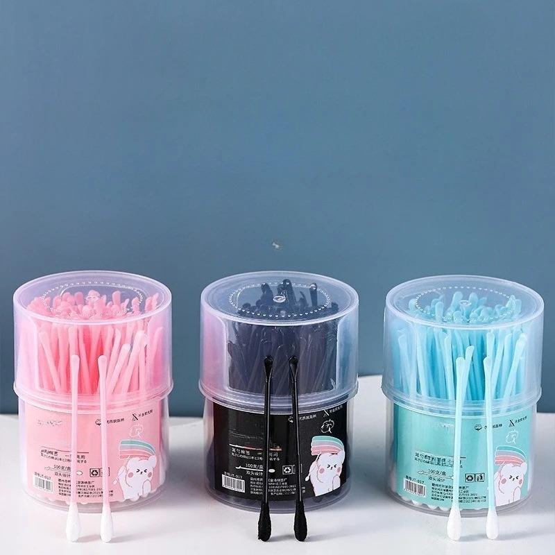 100Pcs Dual-Head 2-In-1 Cotton Swabs Ear Cleaning Make Up Remover Pads Soft Bristle Ear Scoops for Safe Ear Care Gifts