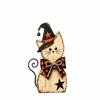 Rustic Witch Cat Decor Double Side Desktop Decoration Wooden Halloween Figurine  Indoor Decor