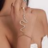 Niche Temperament Snake Shaped Hand Back Ring Bracelet, Integrated Finger Linked Bracelet For Women, Personalized Dark Style Accessory
