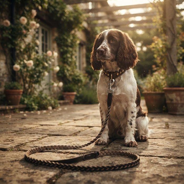 Laisse pour Chien Tressée Cuir Synthétique Résistant 120 cm noir