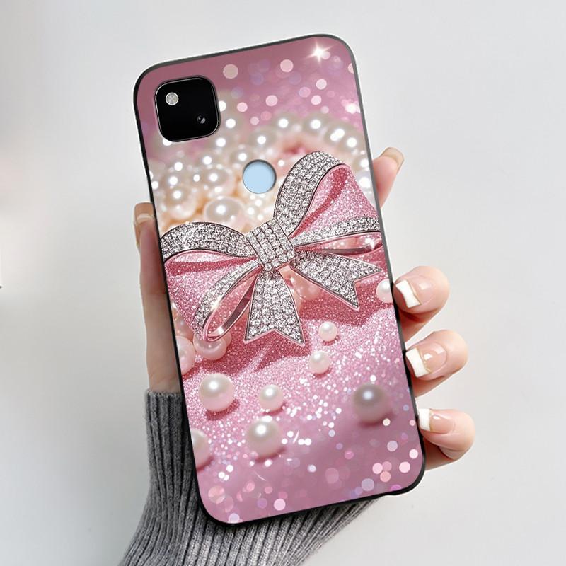 Coque Pour Google Pixel 4A 4 A 4G Noir Coque de Téléphone Esthétique Mignon Chat Dessin Animé Mince Souple TPU Silicone Arrière Pour Pixel4A Coquille