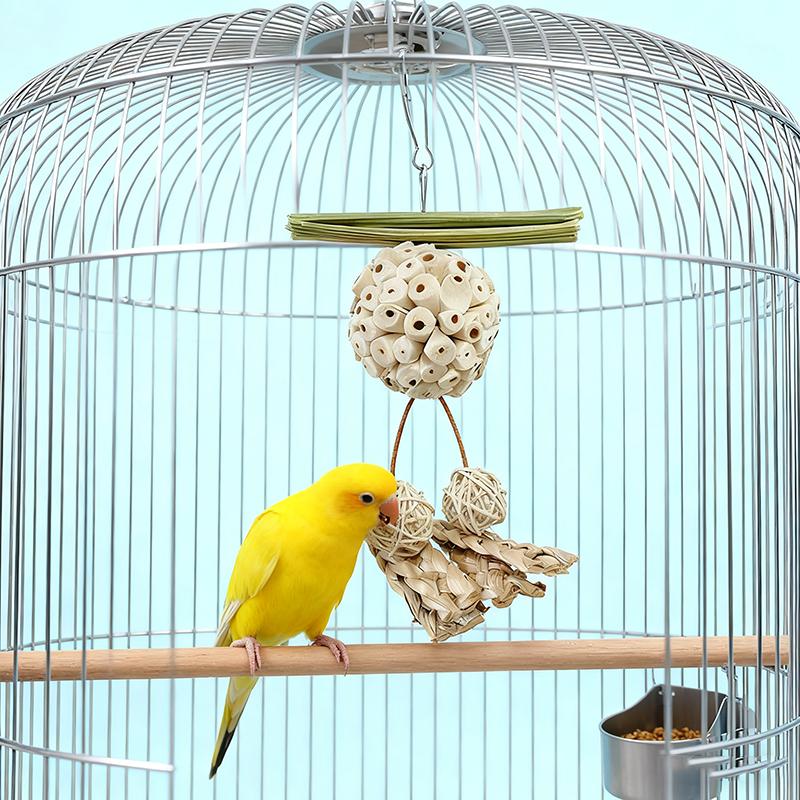 Funny Parrot Tongcao Ball Bird Chewing Toy Bird Supplies Parrot Relief Decompression Puzzle Toy Rattan Ball Molar Bite Toys New