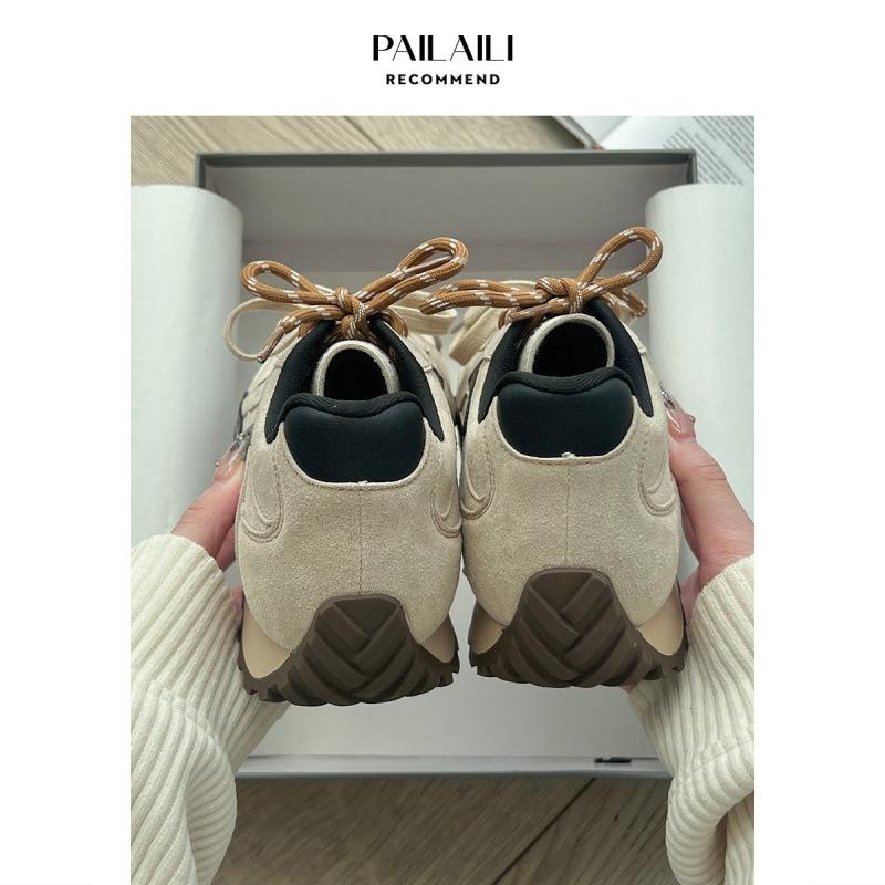 

Retro versatile platform German training shoes women s 2025 new autumn lightweight Forrest Gump board shoes heightening casual sports shoes 40 бежевый