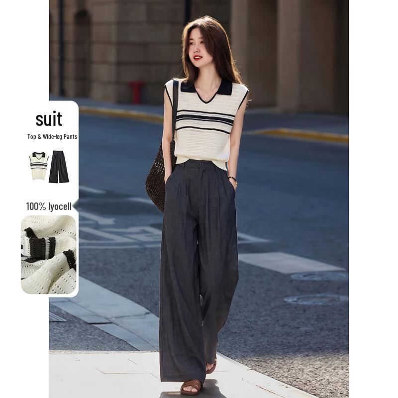 Awakening Paradise Lyocell Knit Top & Wide-leg Pants Set S