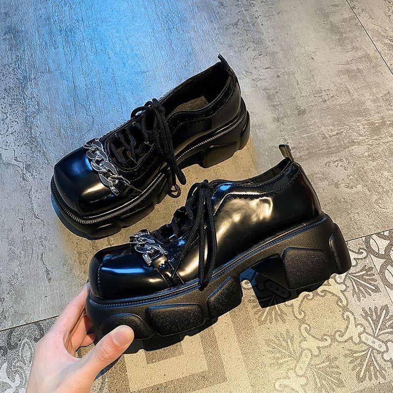 

Ретро Платформа Женские Туфли Весна и Осень Квадратный Носок Металлическая Цепь Женская Обувь Повседневная Со Скидкой Стильная Новейшая Обувь Y2k 40