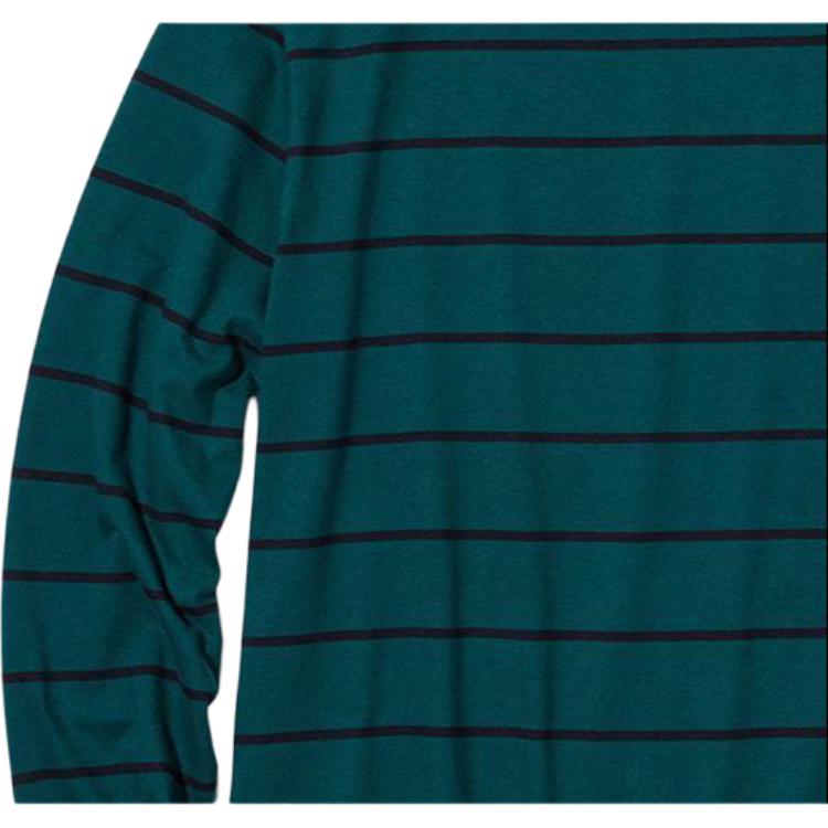 Uniqlo T-shirt a maniche lunghe con scollo rotondo a righe Unisex Top Verde acqua 453565-55