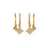 Qiong Yao 18K Gold Plated Zircon Star Pendant Stainless Steel Earrings
