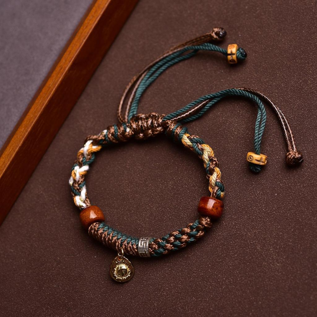 Colorful Tibetan Ethnic Style Adjustable Handmade Leather Cord Bracelet for Couples