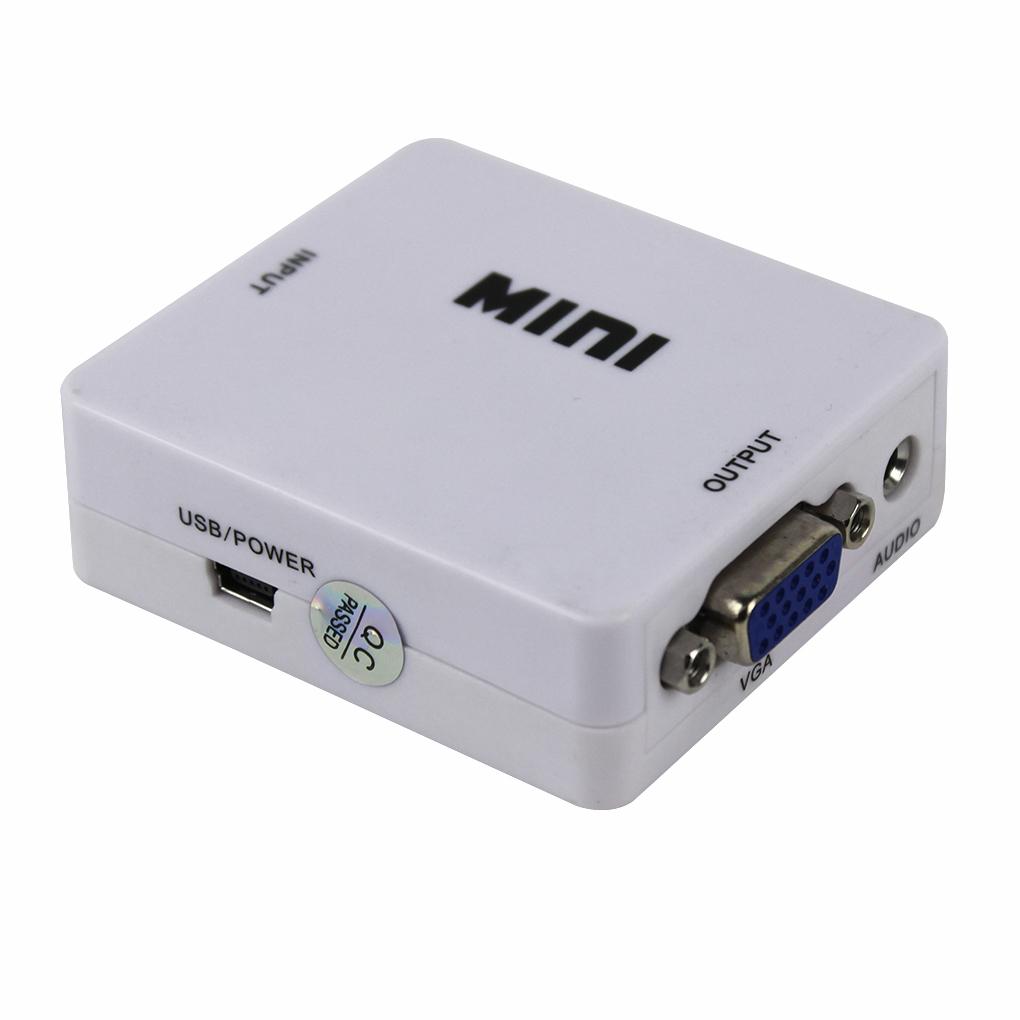 Portable HD 1080P HD To VGA Converter With Audio VGA2HD Video Box Adapter For Computer HDTV Projector For DVD PS3