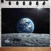 2D Flat Printing Space Wall Hanging Earth Rise from Lunar Surface Starry Sky Backdrop