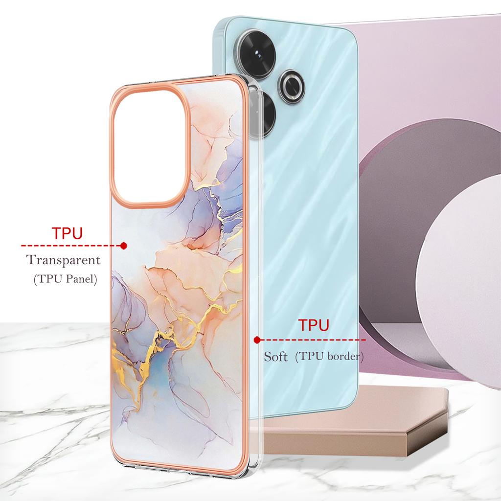 For Xiaomi Redmi 13 4G Case with IMD Marble Flower Pattern TPU Mobile Back Cover