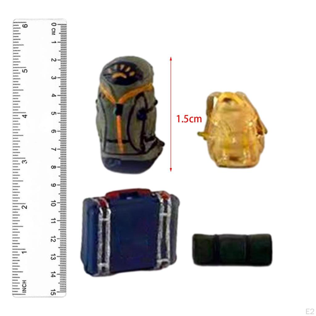 4 Stück 1/64 Reiserucksack Handbemalte Züge Architektonisches Desktop-Ornament Feengarten