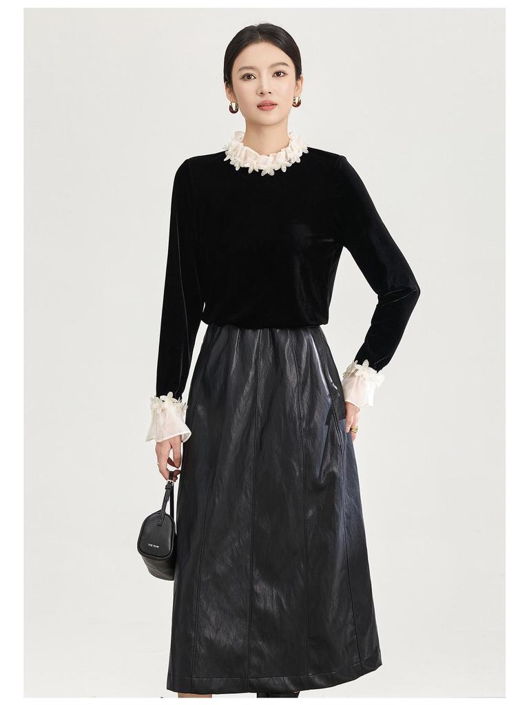 Französische Romantik Chic Spitze Kragen Stoffhemd - Herbst/Winter Stil