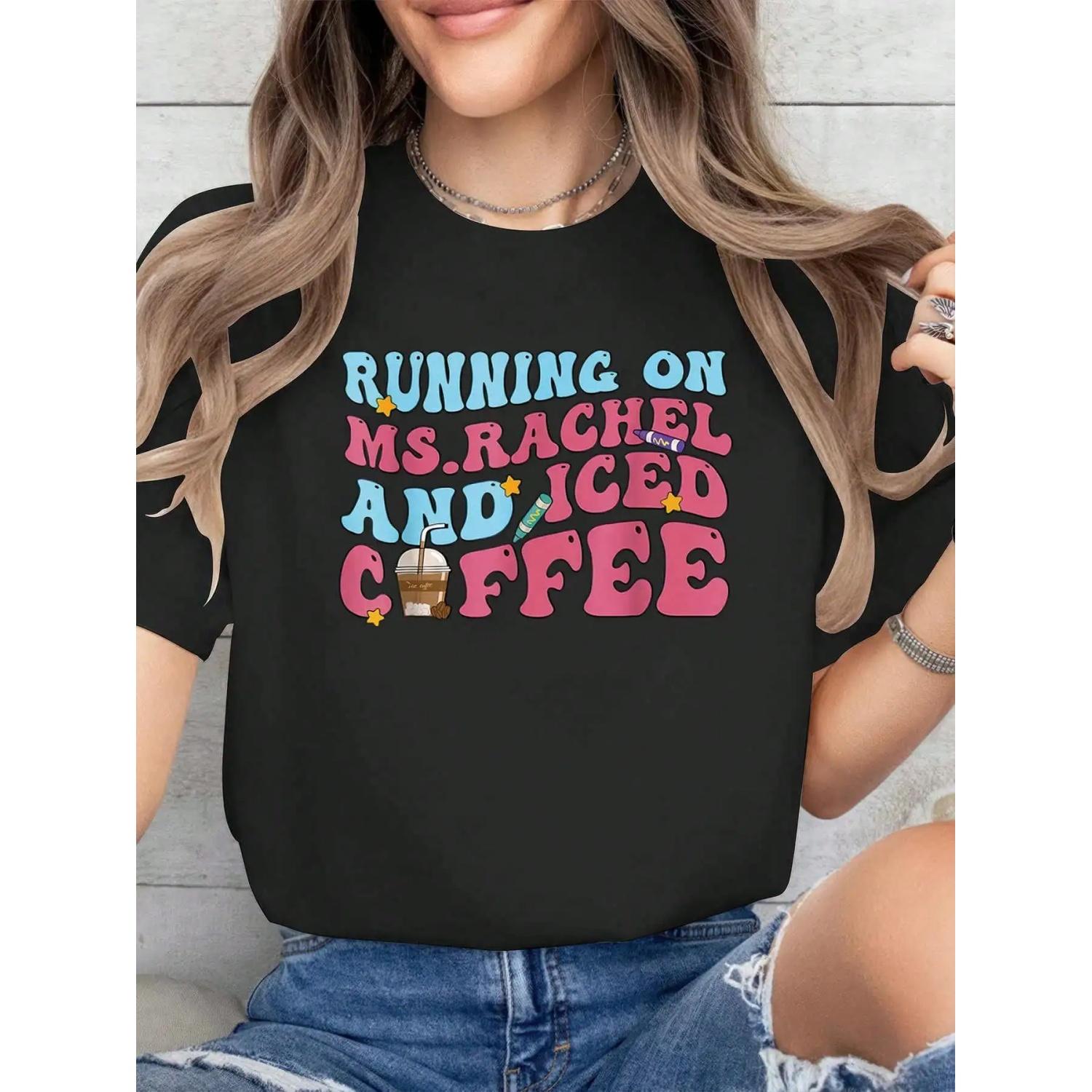 

Print T-Shirt, Casual Crew Neck Short Sleeve Comfort Tee Top For Spring & Summer, Women s Clothing XXXXXL чорний