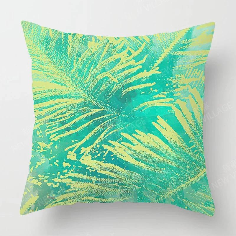 Nordic Fall Home Decor Autumn Throw Pillow Case Sofa Cushion Cover Modernplant Green Leaf