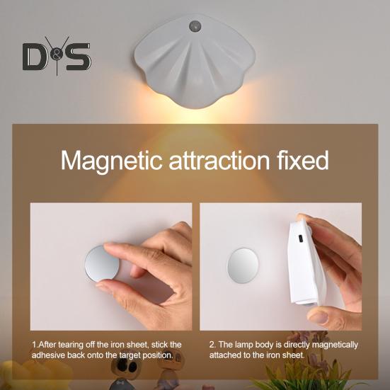 Motion Sensor Night Light Dimmable 3 Light Modes Auto On/Off Rechargeable Simple Installation Wireless Magnetic Wall Light