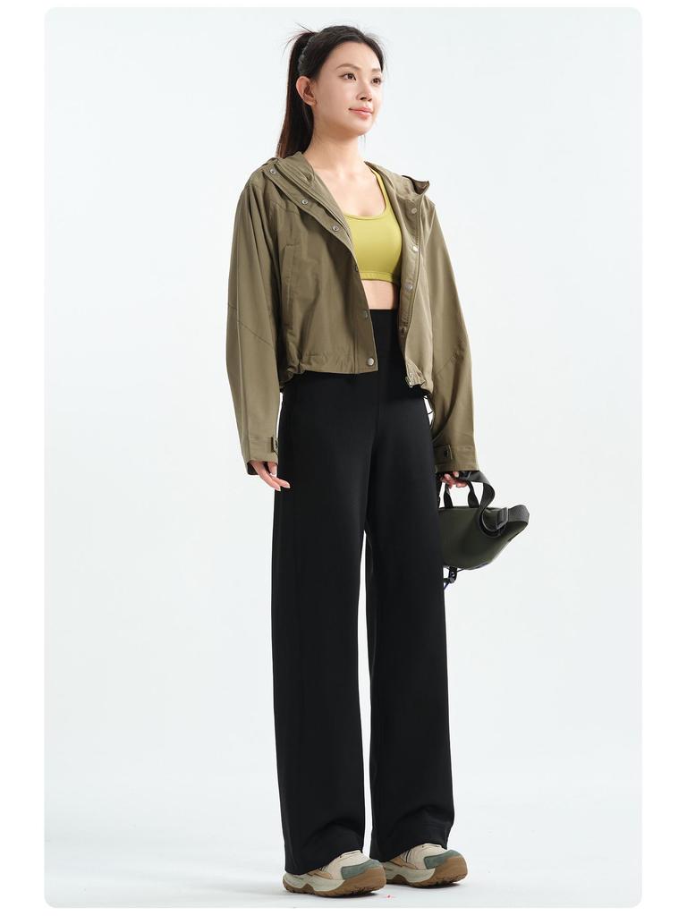 Women's High-Waist Fleece-Lined Yoga Pants: Loose Straight-Leg, Slimming, Ideal for Running, Training, and Autumn/Winter Warmth.