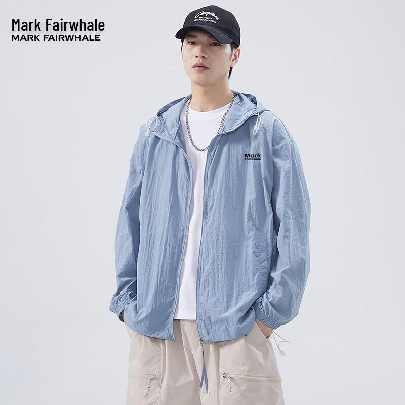 Mark Fairwhale Men s Loose Fit Ice Silk Sun Hoodie L светло-синий