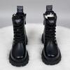 Fleece thickened large cotton boots for women, spring new warm fashion boots British thick-soled non-slip thick-heeled Martin boots