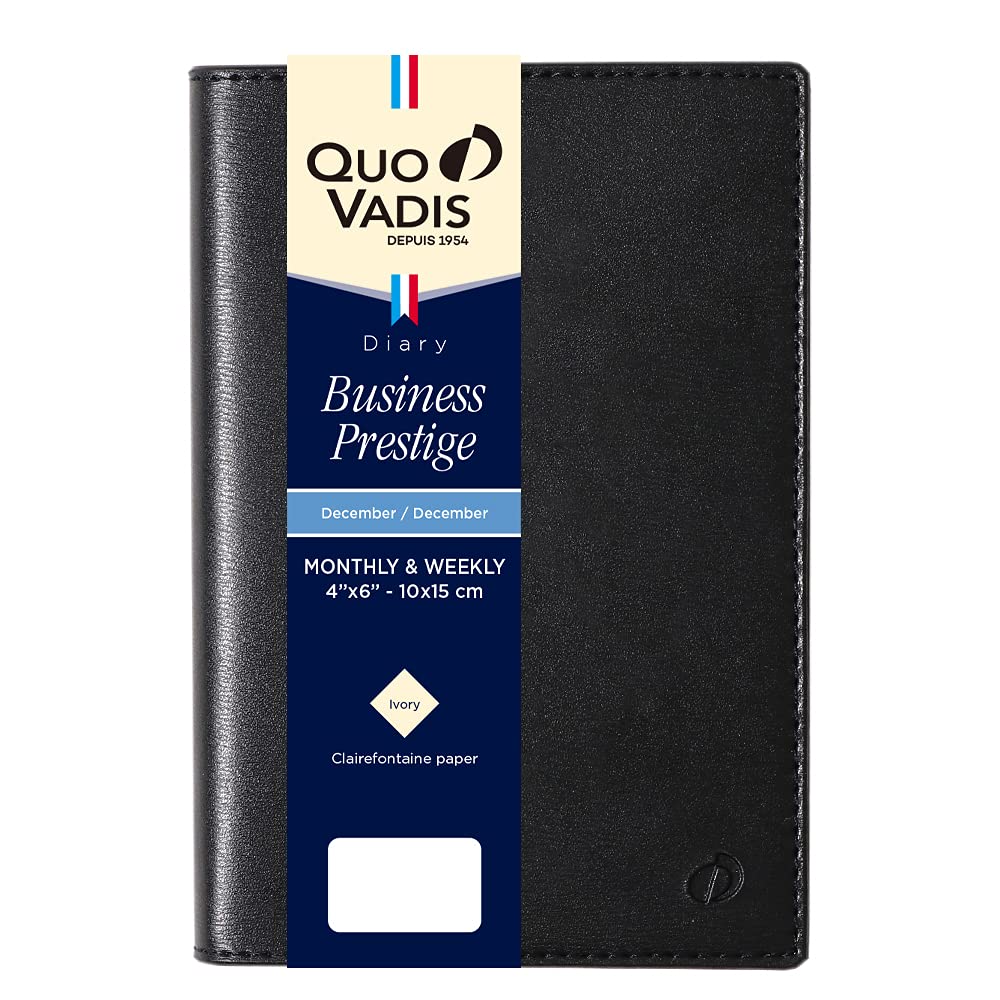 QUOVADIS Business Prestige Soho Weekly Vertical Diary December 2025 A6 Hobo Black qv28505bk