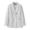 Women Long Sleeve Blazer Jacket Lapel Double Breasted Gold Button Loose Fit Office Casual Suit Outerwear Coat