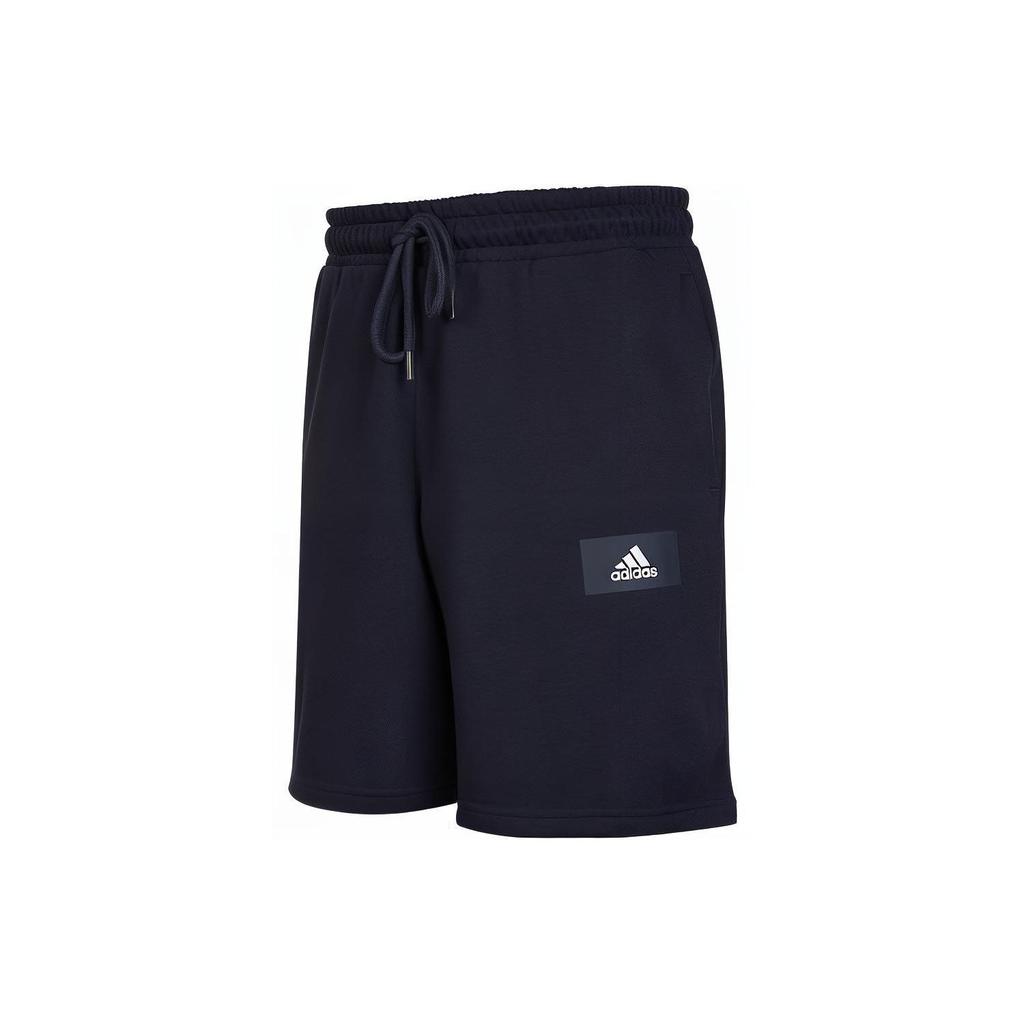Adidas Logo Print Drawstring Elastic Waist Straight-Leg Shorts Men Bottoms Navy-Blue HZ7031