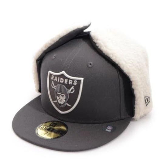 Era 59FIFTY Dog Ear Las Vegas Raiders Dark Pewter Cap Hat Unisex Flap Muff (JP Numeric Size 58.7 cm