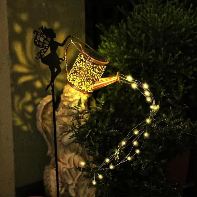 Angel Garden Outdoor Solar Courtyard Light - Copper Coin Kettle Design