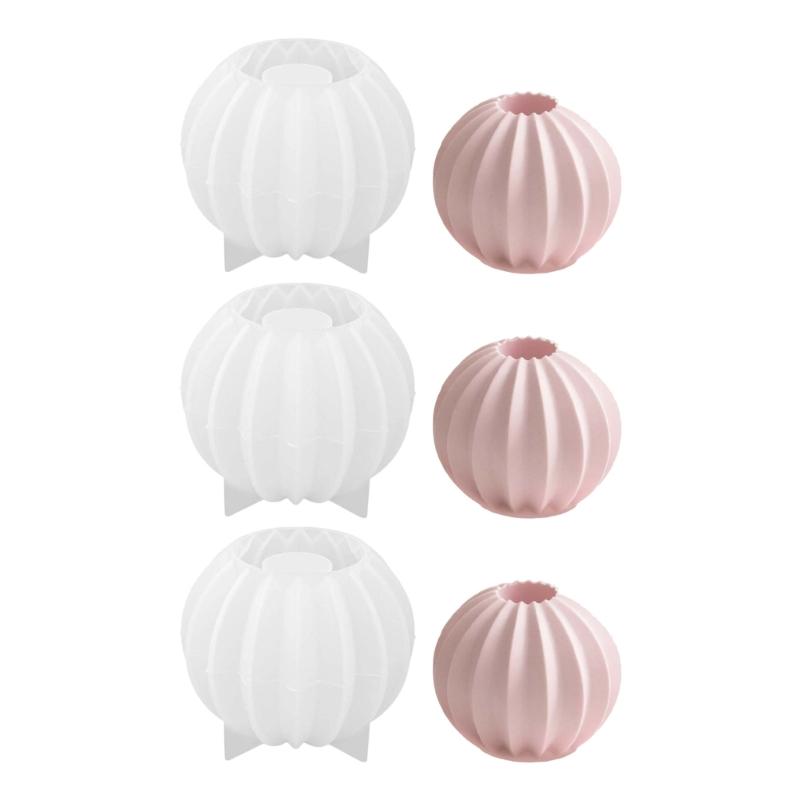 Multipurpose Silicone Molds Striped Sphere Shape Silicone Molds For Handmade Candlestick Soap Resin Casting Project