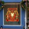 Easy Apply Window Art for Home 2027 New Year Crown Sheep Static Glass Sticker, Reusable PVC Red Gold Head Stickers Sticker with Russian Nesting Dolls
