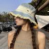 New Japanese-style Gradient Frayed Edge Washed Denim Fisherman Hat, Summer Sun Protection Hat for Women, Bucket Hat
