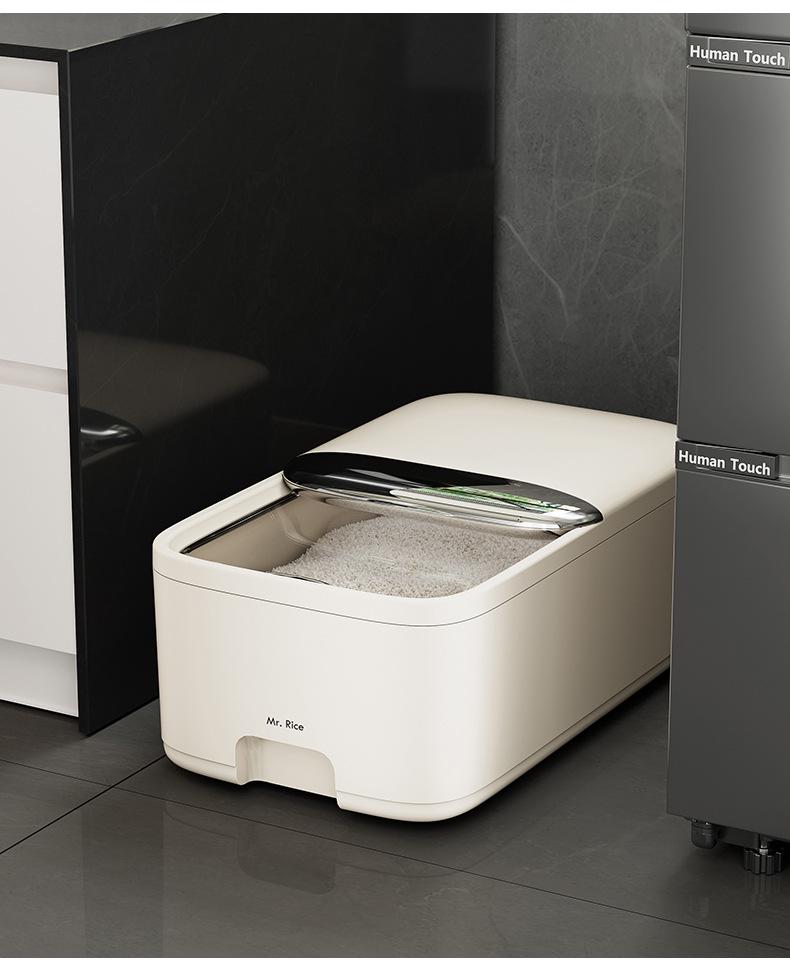 Versiegelter Reisbehälter mit Schiebedeckel zum Schutz vor Insekten und Feuchtigkeit, lebensmittelechte Getreidelagerung, hochwertiger Behälter für Mehl und Mehrkorn