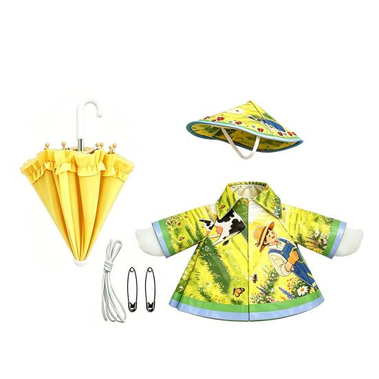 1 Set Porch Goose Outfit Waterproof Goose Raincoat Hat And Umbrella Summer Goose Floral Costume Fits 23 Inch Lawn Goose Statue Outdoor Decor Garden