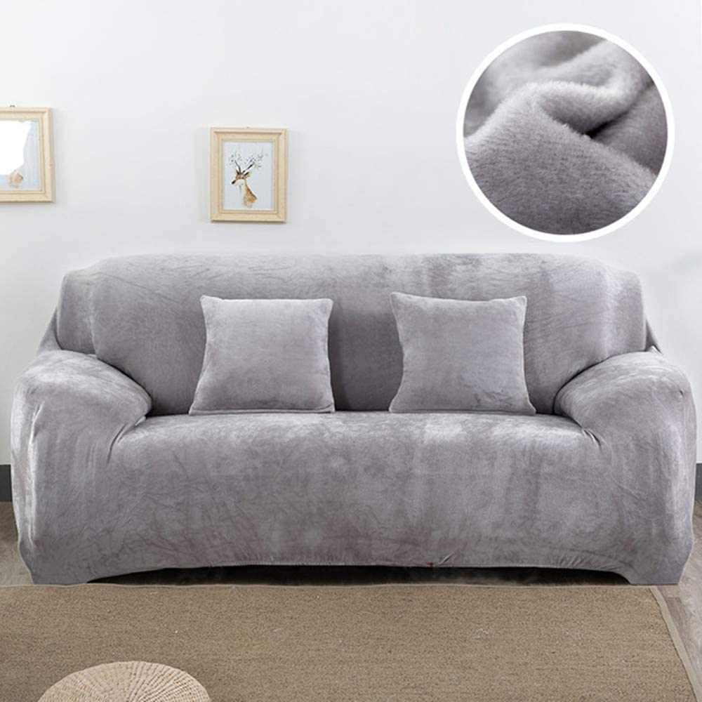 Warm 1-4 Seaters Thick Plush Recliner Sofa Covers Retro Sofa Cover Soft Solid Color Couch Slipcovers