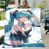 Hot Cartoon Virtual Singer H-Hatsune-Miku Blanket Flannel Throw Blanket for Home Bed Sofa Picnic Office Hiking Leisure Nap Gift
