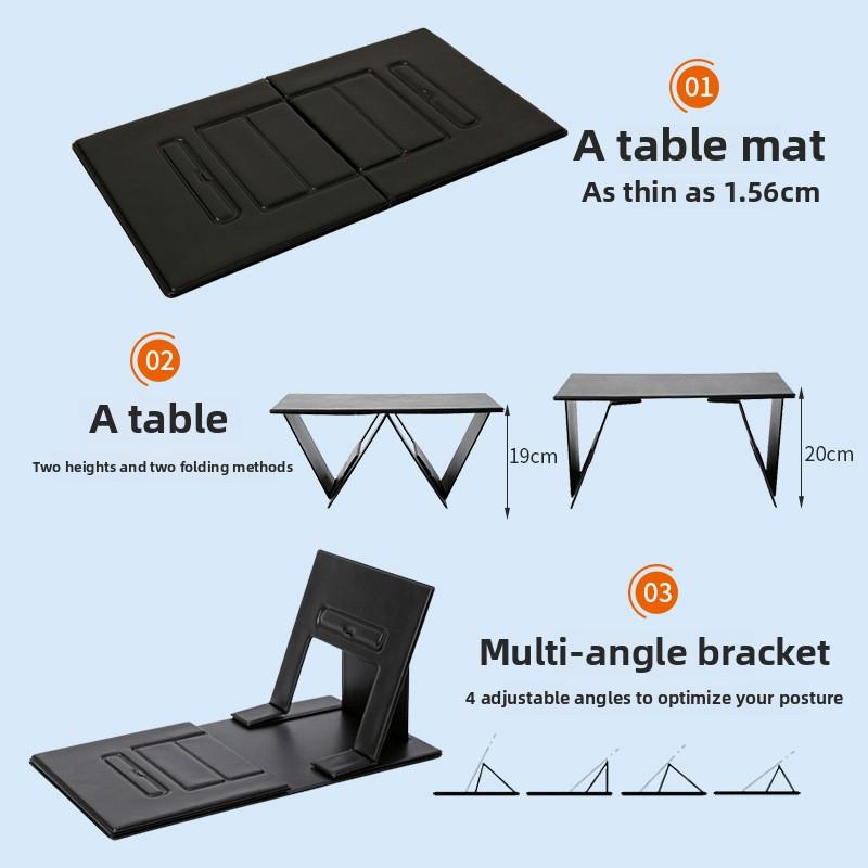 6-in-1 Function Foldable Laptop Stand PU Leather  Portable Laptop Desk Adjustable Ultra-Thin Profile Lap Tablet Holder