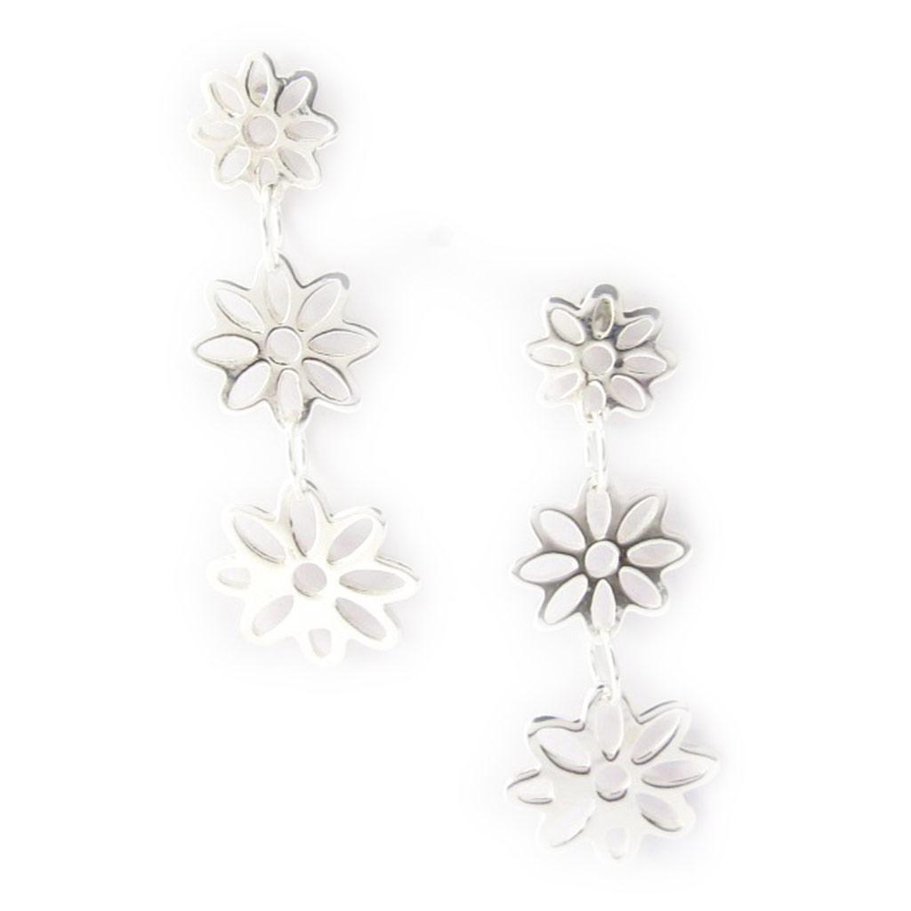 Les Trésors De Lily [K5154] - Silver 'Flora' Earrings Silver - 30x11 Mm
