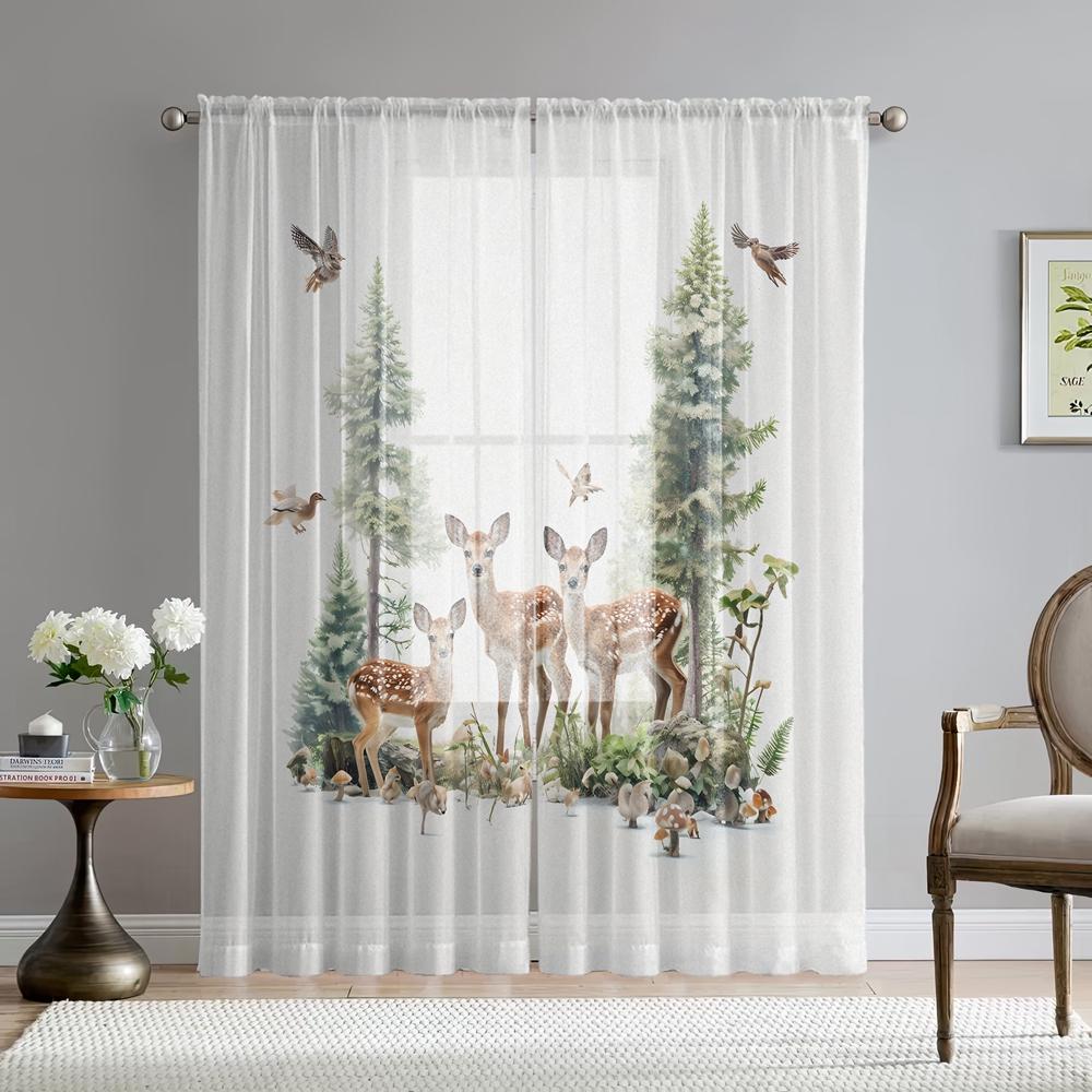 2 szt. cyfrowy nadruk HD łoś leśny ekran okienny Styl Dekoracji Domu Dekoracja Salonu Sypialni Efekt Zasłony na Karnis