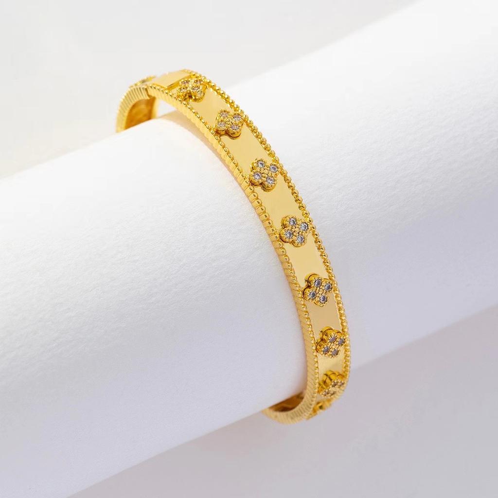 20.26 Million Flower Tube Jewelry Four-leaf Clover Bracelet Plated 18K Gold Diamond Bracelet Exquisite Jewelry