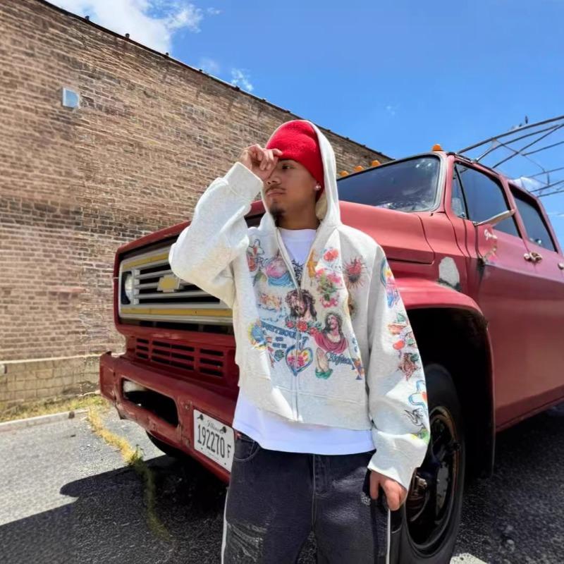 EastRogue Amerikansk Retro Gotisk Rock Bokstavtrykk Hettegenser Harajuku Løs Passform Allsidig Sportsklær Par Hettegenser