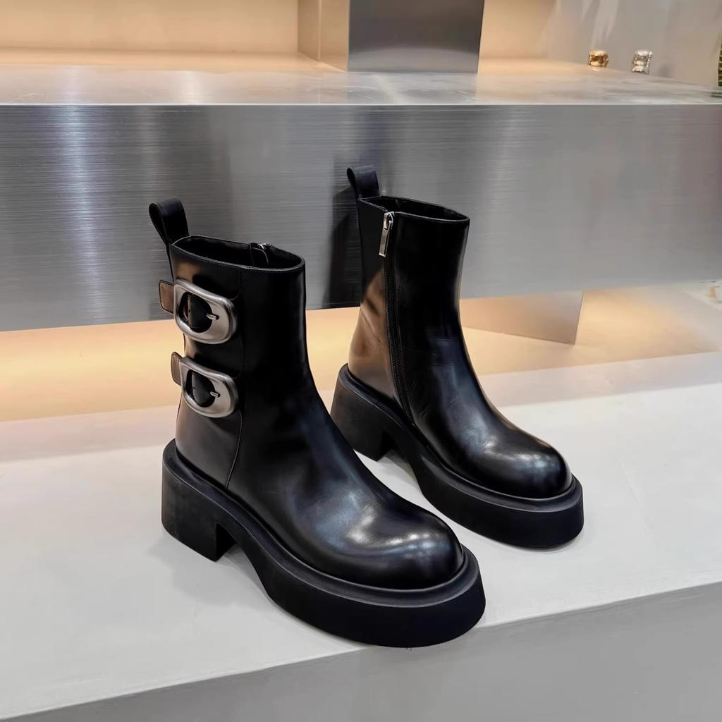 Fashion NEW Women Ankle Boots Fashion Eelgant Side Zippers Shoes Vintage Square Heels Autumn Winter Ladies Chelsea Booties