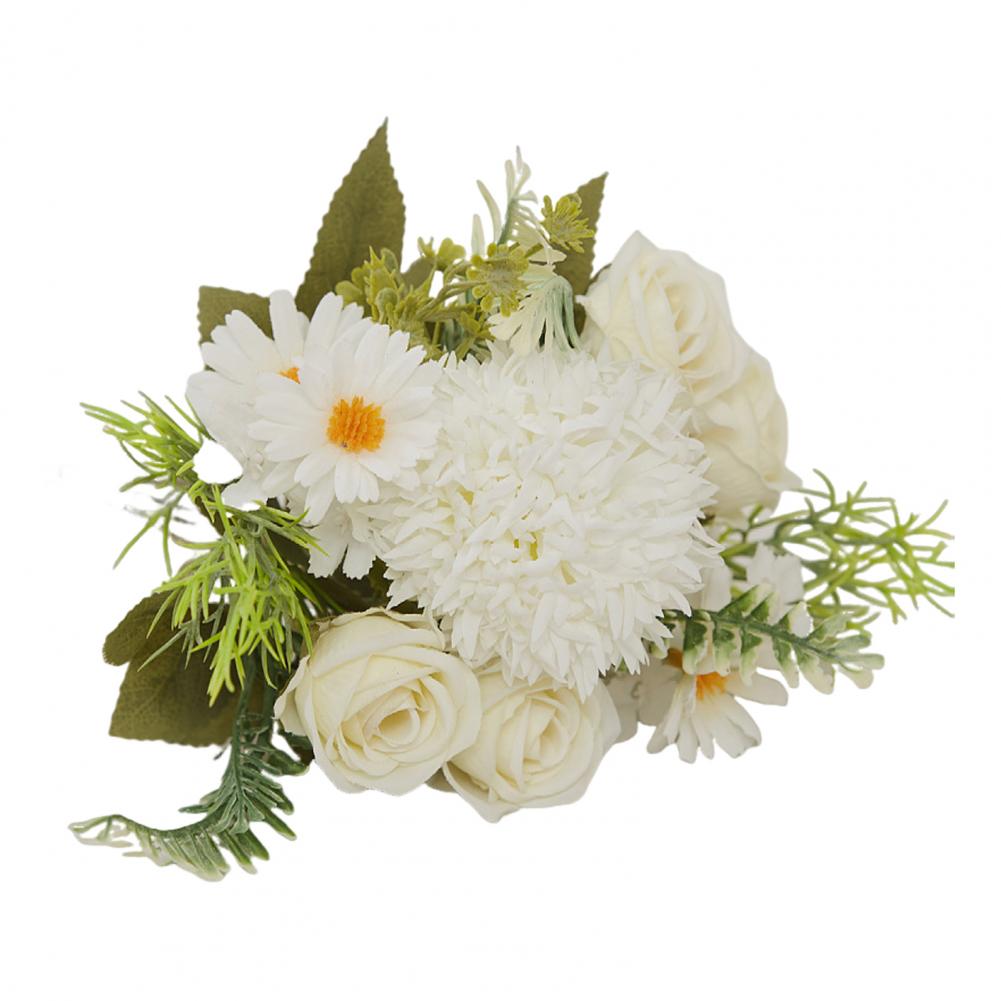 Artificial Silk Flowers Uv-resistant Artificial Plants Elegant Uv Resistant Artificial Rose Flower with Green Leaves for Home