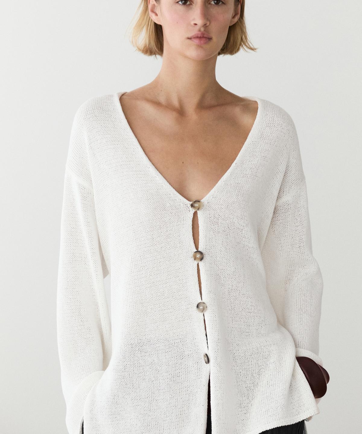 Massimo Dutti Long V-Neck Knit Cardigan