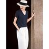Women's V-Neck Short Sleeve Knitted Top