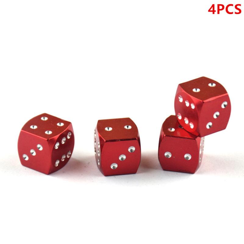 4Pcs Aluminum Alloy Tire Valve Caps Dice Wheel Stem Tyre Tire Wheel Stem Air Valve Dust Cover For Car Truck Motorcycle Bike
